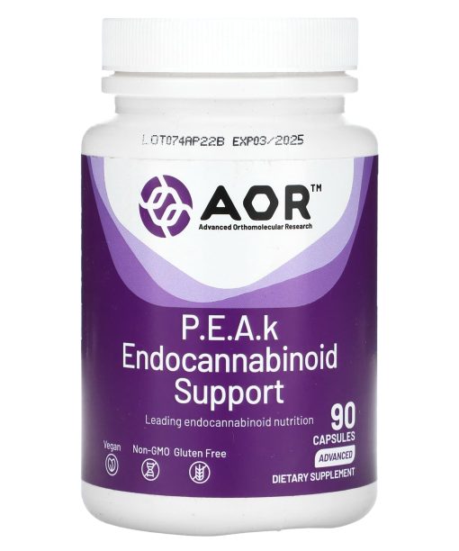 Advanced Orthomolecular Research AOR, P.E.A.k Endocannabinoid Support, Advanced, 400 mg , 90 Capsules