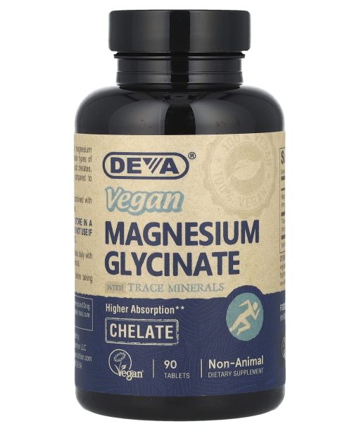 Deva, Vegan Magnesium Glycinate With Trace Minerals, 90 Tablets