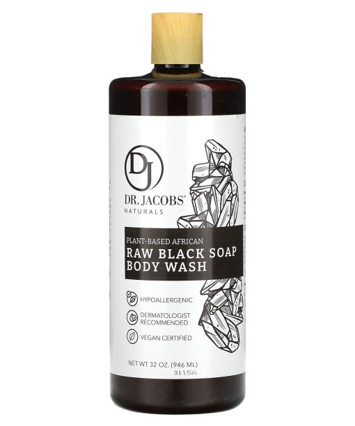 Dr. Jacobs Naturals, Plant-Based African Raw Black Soap Body Wash, 32 oz (946 ml)
