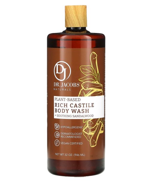 Dr. Jacobs Naturals, Plant-Based Rich Castile Body Wash, Soothing Sandalwood, 32 oz (946 ml)