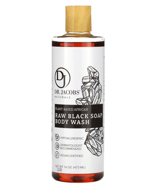 Dr. Jacobs Naturals, Plant-Based African Raw Black Soap Body Wash, 16 oz (473 ml)