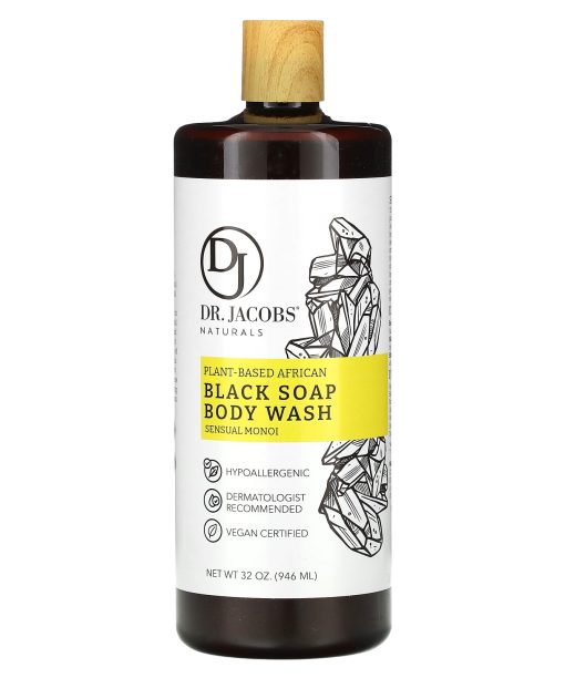 Dr. Jacobs Naturals, Plant-Based African Black Soap Body Wash, Sensual Monoi, 32 oz (946 ml)