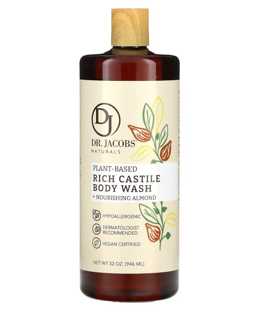 Dr. Jacobs Naturals, Plant-Based Rich Castile Body Wash, Nourishing Almond, 32 oz (946 ml)