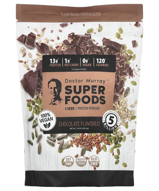 Dr. Murray's, Super Foods, 3 Seed Protein Powder, Pumpkin + Flax + Sunflower, Chocolate, 16 oz (453.5 g)