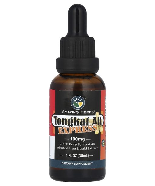 Amazing Herbs, Tongkat Ali Express Liquid Extract, Alcohol Free, 100 mg, 1 fl oz (30 ml)