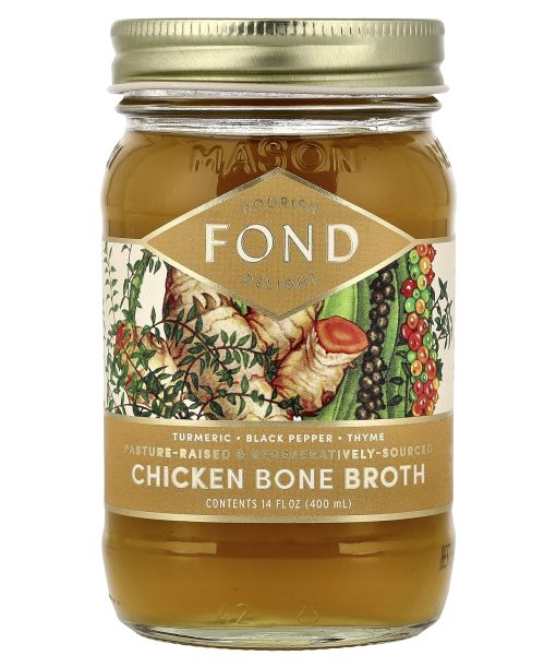 FOND Bone Broth, Chicken Bone Broth, Turmeric & Black Pepper, 14 fl oz (400 ml)