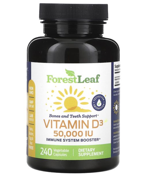 Forest Leaf, Vitamin D3, 1,250 mcg (50,000 IU), 240 Vegetable Capsules