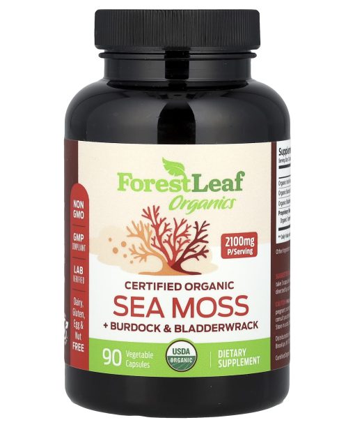 Forest Leaf, Certified Organic Sea Moss + Burdock & Bladderwrack, 90 Vegetable Capsules