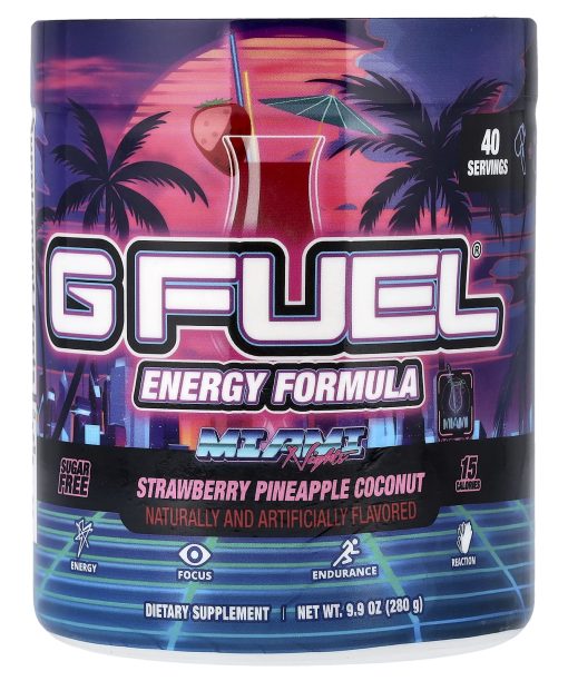 G FUEL, Energy Formula, Miami Nights, Strawberry, Pineapple, Coconut, 9.9 oz (280 g)