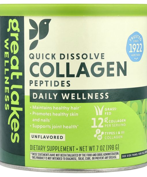 Great Lakes Wellness, Quick Dissolve Collagen Peptides, Daily Wellness, Unflavored, 7 oz (198 g)