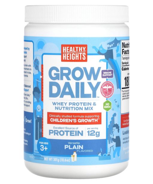 Healthy Heights, Grow Daily, Whey Protein & Nutrition Mix, For Kids 3+, Plain, 10.6 oz (301 g)