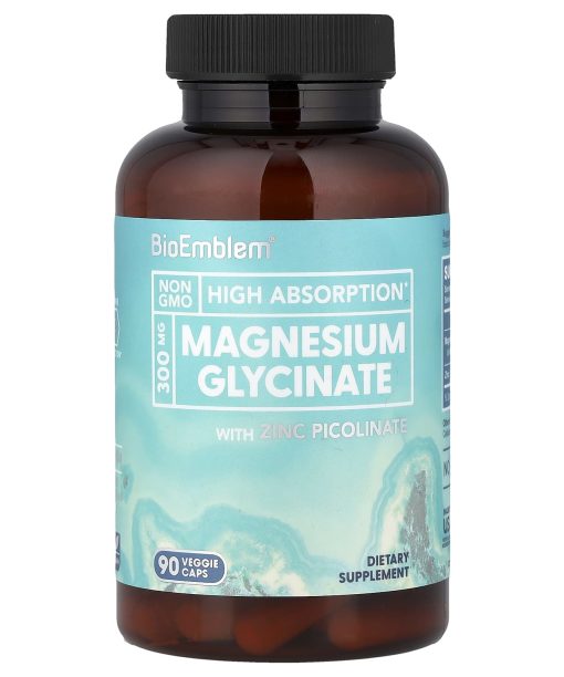 BioEmblem, Magnesium Glycinate with Zinc Picolinate, 90 Veggie Caps