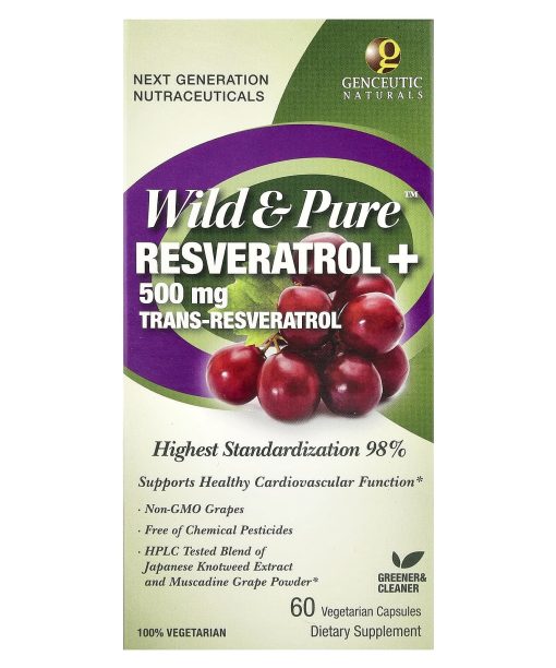Genceutic Naturals, Wild & Pure™, Resveratrol+, 60 Vegetarian Capsules