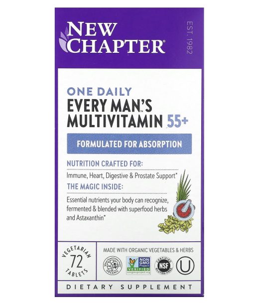 New Chapter, Every Man's One Daily 55+ Multivitamin, 72 Vegetarian Tablets