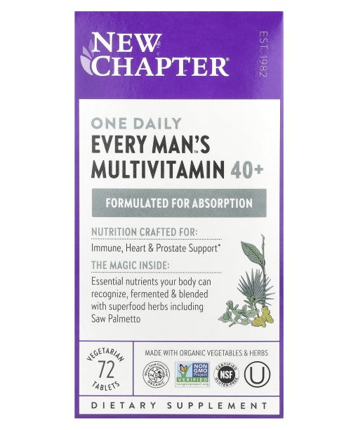 New Chapter, Every Man's One Daily 40+ Multivitamin, 72 Vegetarian Tablets