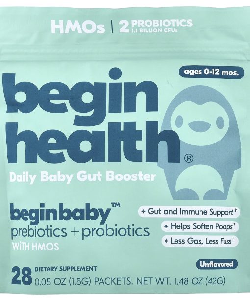 Begin Health, Beginbaby™ Prebiotics + Probiotic, Ages 0-12 Months, Unflavored, 28 Packets, 0.05 oz (1.5 g) Each