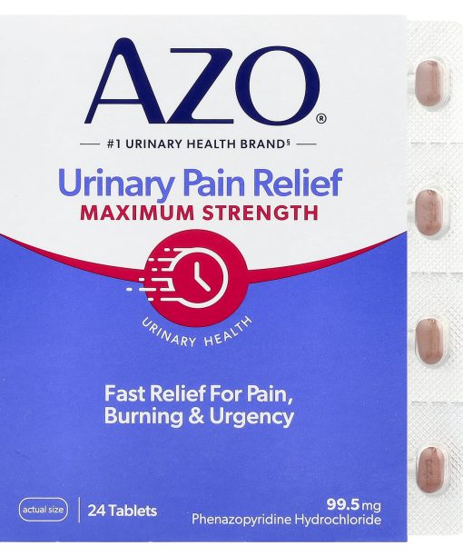 AZO, Urinary Pain Relief, Maximum Strength, 99.5 mg, 24 Tablets