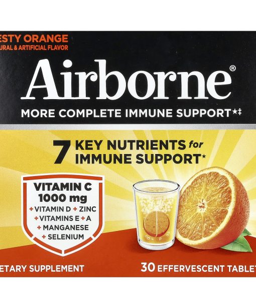 AirBorne, More Complete Immune Support Supplement, Zesty Orange, 3 Tubes, 10 Effervescent Tablets Each