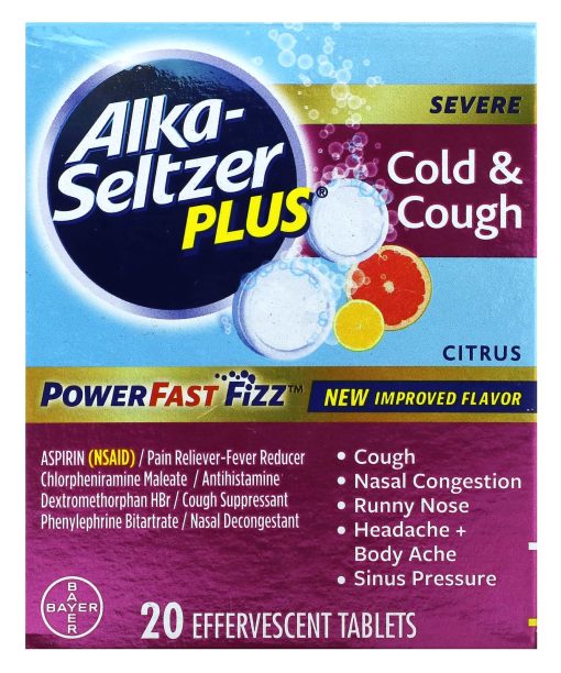 Alka-Seltzer Plus, Power Fast Fizz™, Cough & Cold, Severe, Citrus, 20 Effervescent Tablets