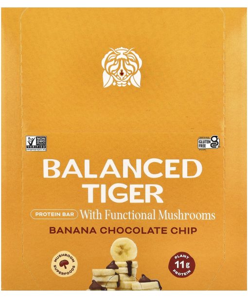 Balanced Tiger, Protein Bar, Banana Chocolate Chip, 12 Bars, 1.55 oz (44 g) Each