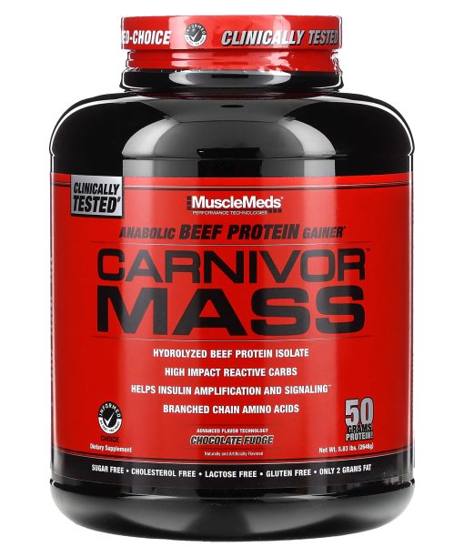 MuscleMeds, Carnivor Mass, Anabolic Beef Protein Gainer, Chocolate Fudge, 5.83 lbs (2,646 g)