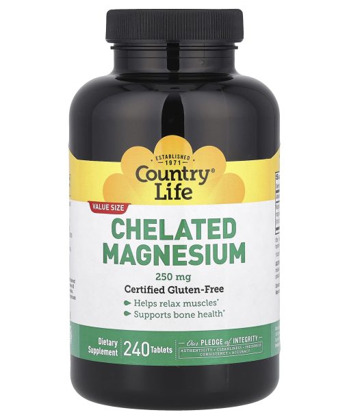 Country Life, Chelated Magnesium, 250 mg, 240 Tablets