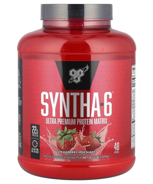 BSN, Syntha-6®, Ultra Premium Protein Matrix, Strawberry Milkshake, 5 lbs (2.27 kg)