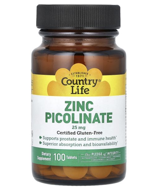 Country Life, Zinc Picolinate, 25 mg, 100 Tablets