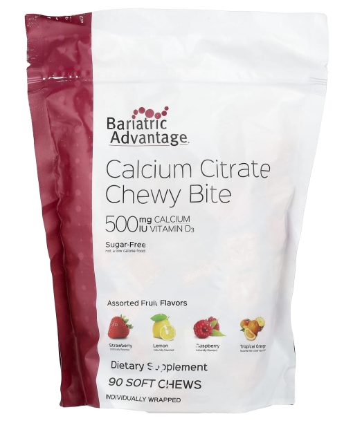 Bariatric Advantage, Calcium Citrate Chewy Bite, Sugar-Free, Assorted Fruit, 90 Soft Chews