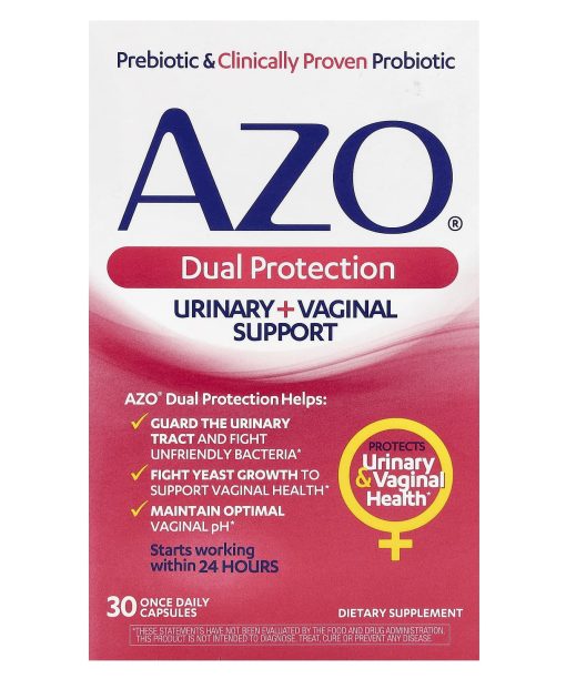 AZO, Dual Protection, Urinary + Vaginal Support, 30 Once Daily Capsules