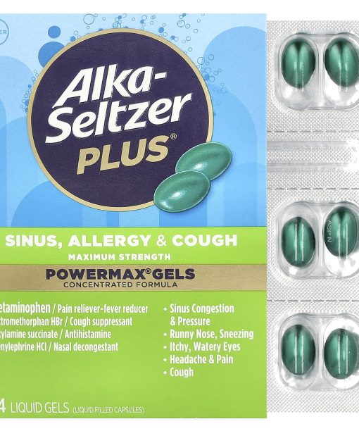 Alka-Seltzer Plus, PowerMax® Gels, Sinus, Allergy & Cough, Maximum Strength, 24 Liquid Gels