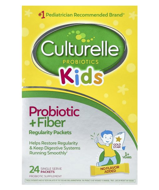 Culturelle, Kids, Probiotic + Fiber, Regularity, 1+ Years, 24 Single Serve Packets, 0.17 oz (4.8 g) Each