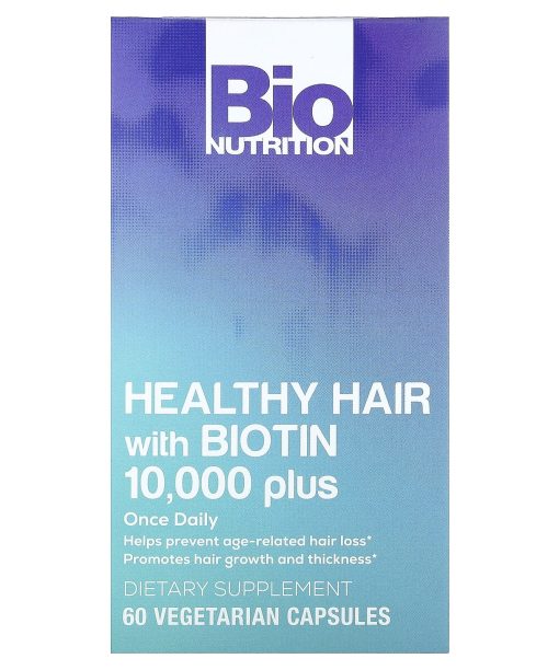 Bio Nutrition, Healthy Hair with Biotin 10,000 Plus, 60 Vegetarian Capsules