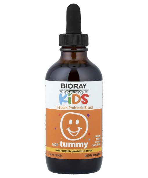 Bioray, Kids, NDF® Tummy, 11-Strain Probiotic Blend, Raspberry, 4 fl oz (118 ml)