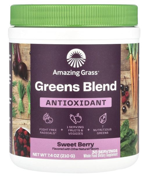Amazing Grass, Green Blend, Antioxidant, Sweet Berry, 7.4 oz (210 g)