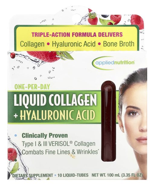 Applied Nutrition, Liquid Collagen +  Hyaluronic Acid, 10 Liquid-Tubes, 3.35 fl oz (100 ml)