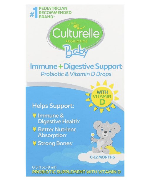 Culturelle, Baby Probiotics, Immune + Digestive Support, Probiotic & Vitamin D Drops, 0-12 Months, 0.3 fl oz (9 ml)