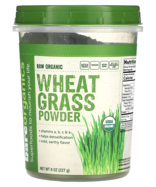 BareOrganics, Raw Organic Wheatgrass Powder, 8 oz (227 g)