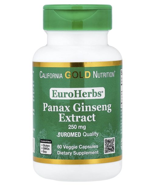 California Gold Nutrition, EuroHerbs®, Panax Ginseng Extract, Euromed Quality, 250 mg, 60 Veggie Capsules