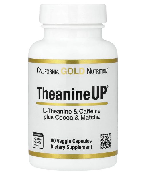 California Gold Nutrition, TheanineUP®, L-Theanine & Caffeine Plus Cocoa and Matcha, 60 Veggie Capsules