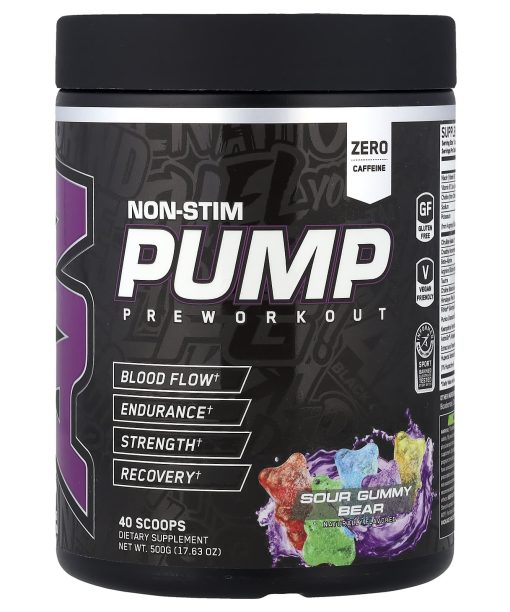 ABE, Non-Stim Pump Pre Workout, Sour Gummy Bear, 17.63 oz (500 g)